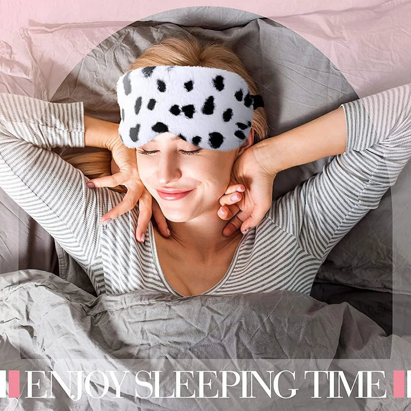 Soft Plush Sleeping Mask Cute Rabbit Fur Blindfold for Nap Eye Cover Health Sleep Aid for Men Women Students All Seasons