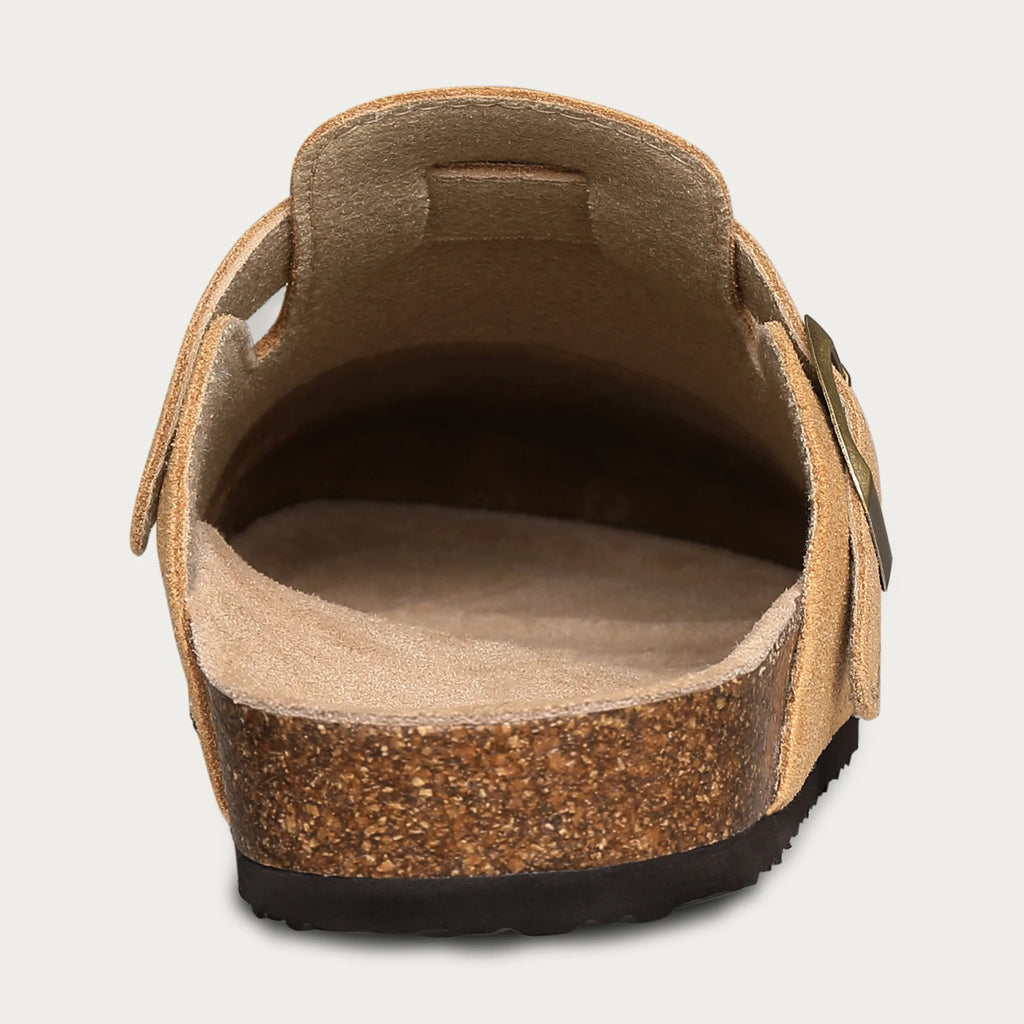 Comwarm Buckle Clogs For Women Men New Genuine Suede Clogs with Arch Support Soft Cork Footbed Mules Fashion Thick Beach Sandals