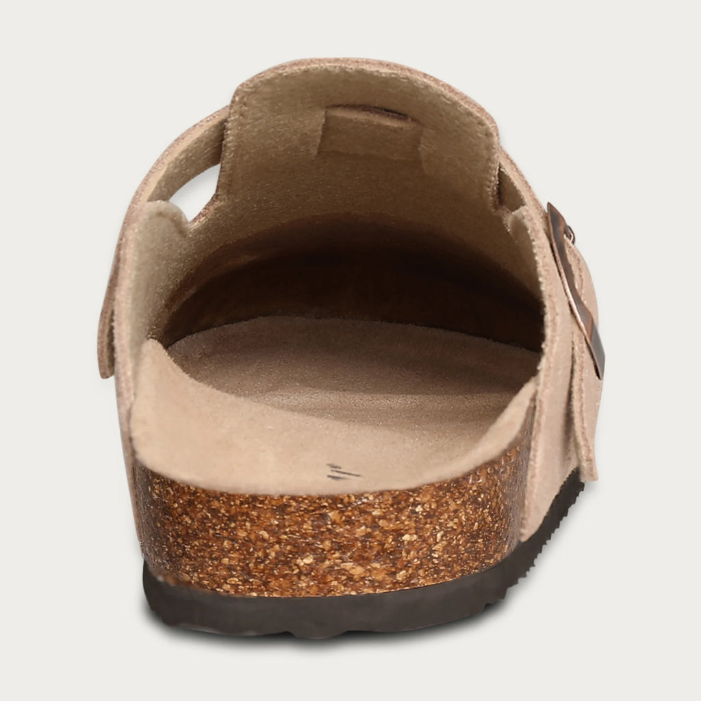 Comwarm Buckle Clogs For Women Men New Genuine Suede Clogs with Arch Support Soft Cork Footbed Mules Fashion Thick Beach Sandals