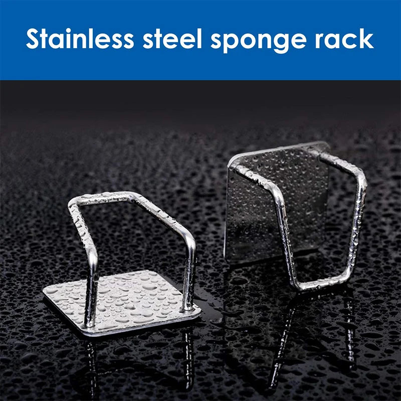 Stainless Steel Sink Tray Drainer Rack Kitchen Sink Sponge Holders Self Adhesive Hook Storage Holder Kitchen Wire Rag Organizer