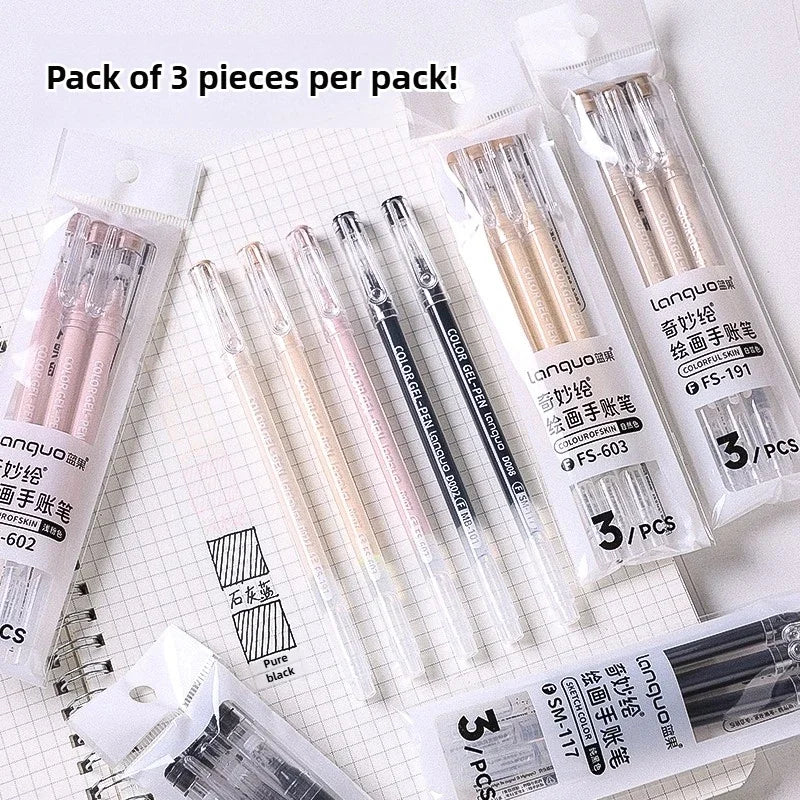 LANGUO Aesthetic Overlayable Skin Tone Gel Pens High-Capacity Art Journaling Replacement School Supplies Stationery