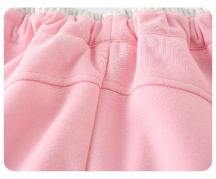 New Autumn Girls Sports Drawstring Pants Pink Grey Color Kids Sporty Trousers Trackpants Children Cotton Knitted Sweatpants