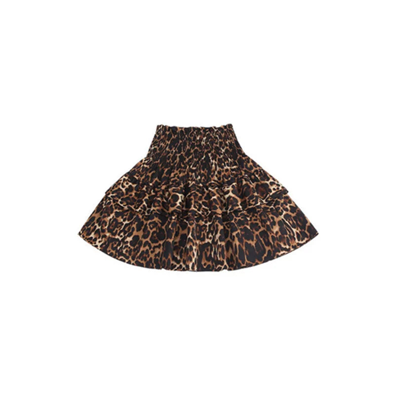 Summer Young Girls Clothes Two Ways To Wear Leopard Print Skirt One-Piece Tube Dress Fashion Children Streetwear Strapless Dress