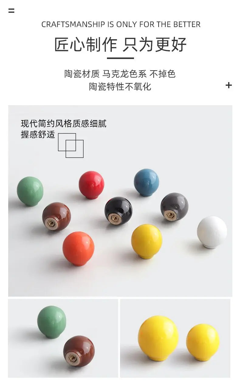 Handles Drawer Cabinet Furniture Kitchen Handles for Cabinet Knob Door Drawer Knob Colour Ceramics Rotundity Single Hole