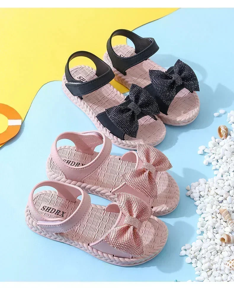 Girls Sandals Summer New Arrival Korean Style Big Kids Casual Flat Soft Sole Princess Shoes Versatile Little Girls Beach Sandals