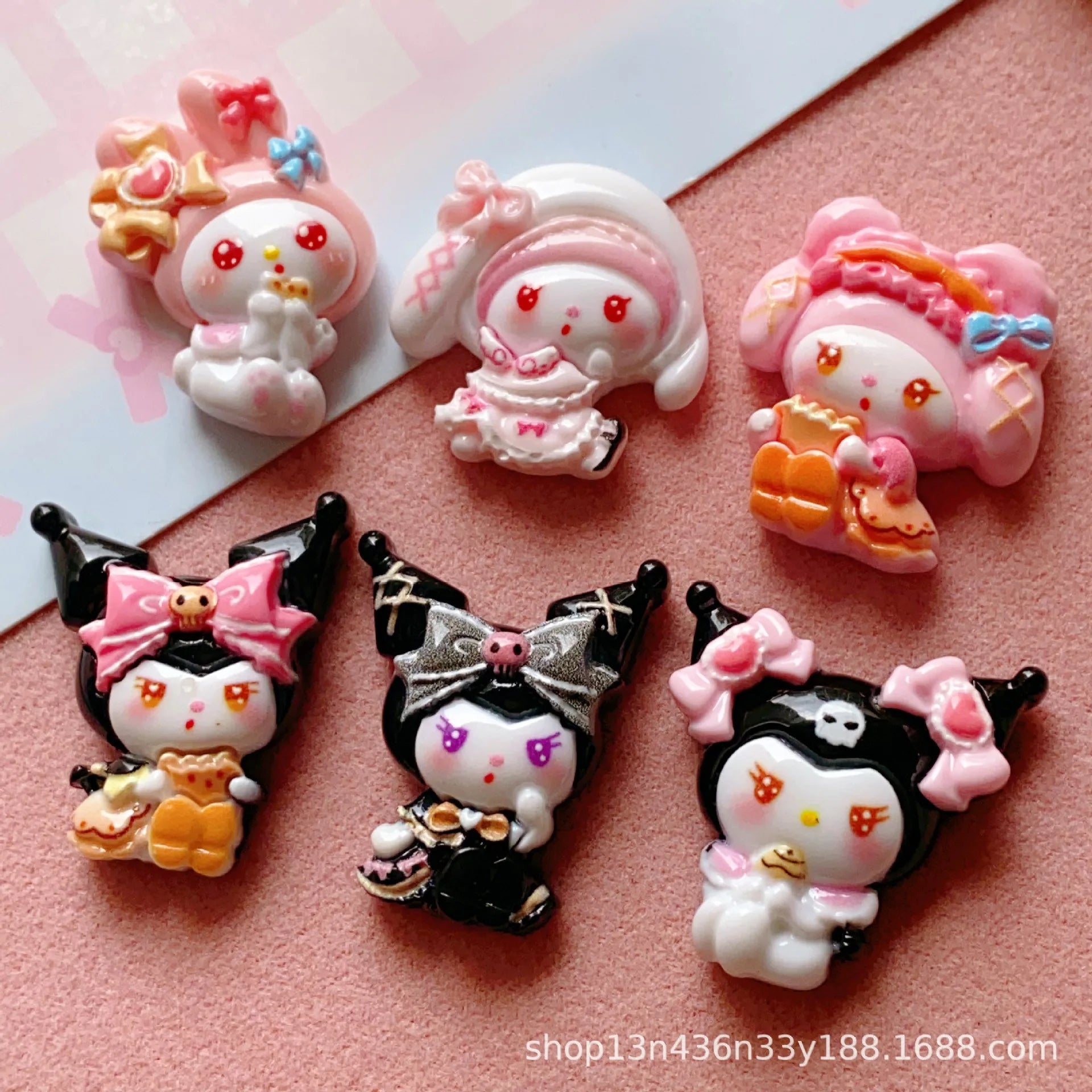 10 Pcs New Kawaii  Cartoon bow Anime Characters Resin Scrapbook Diy Jewelry Children Gift Hairpin Accessories A7