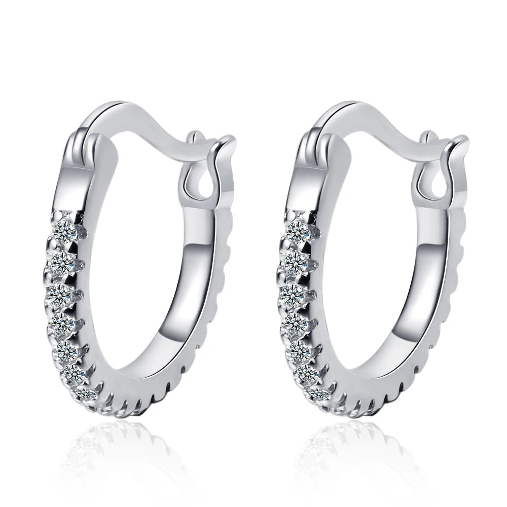 18k Plated Total 2.6CT Full Moissanite Hoop Earring for Women Sparkling Wedding Party Earring 925 Sterling Silver Jewelry Huggie