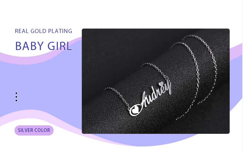 Custom Necklace Name Logo Personalized Pendant Nameplate Gift For Women Men Mother Couple Family Stainless Steel Chain Jewelry