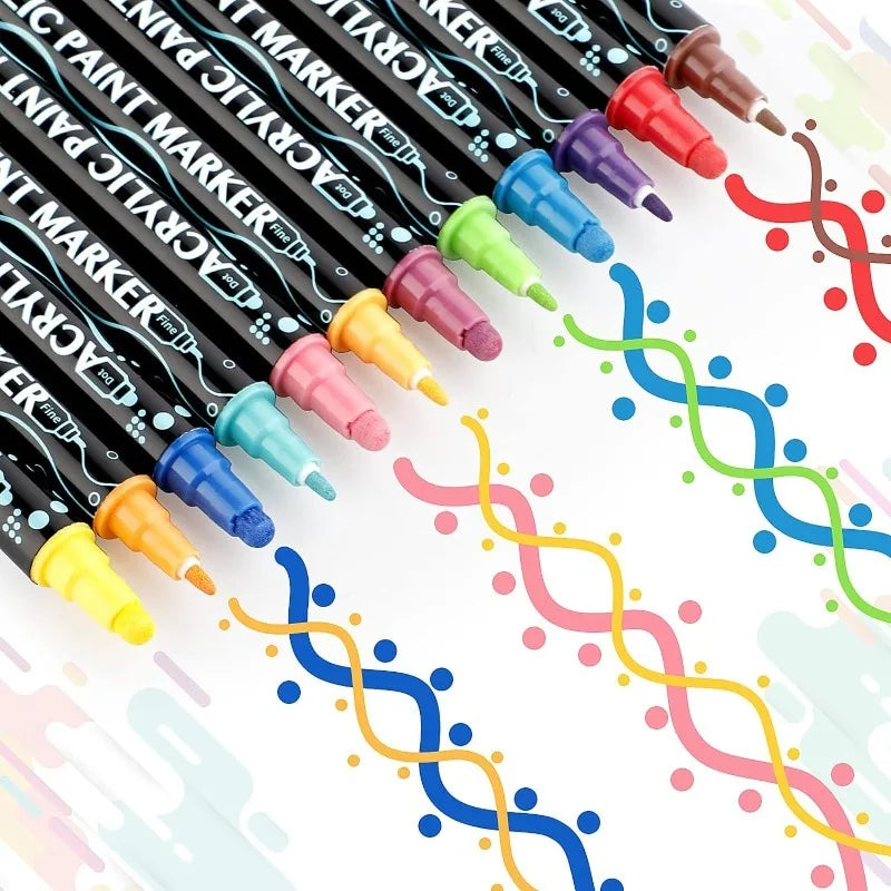 12/24/36 Color Double-ended Gouache Acrylic Marker Waterproof Pigment DIY Graffiti Marker Office and School Supplies