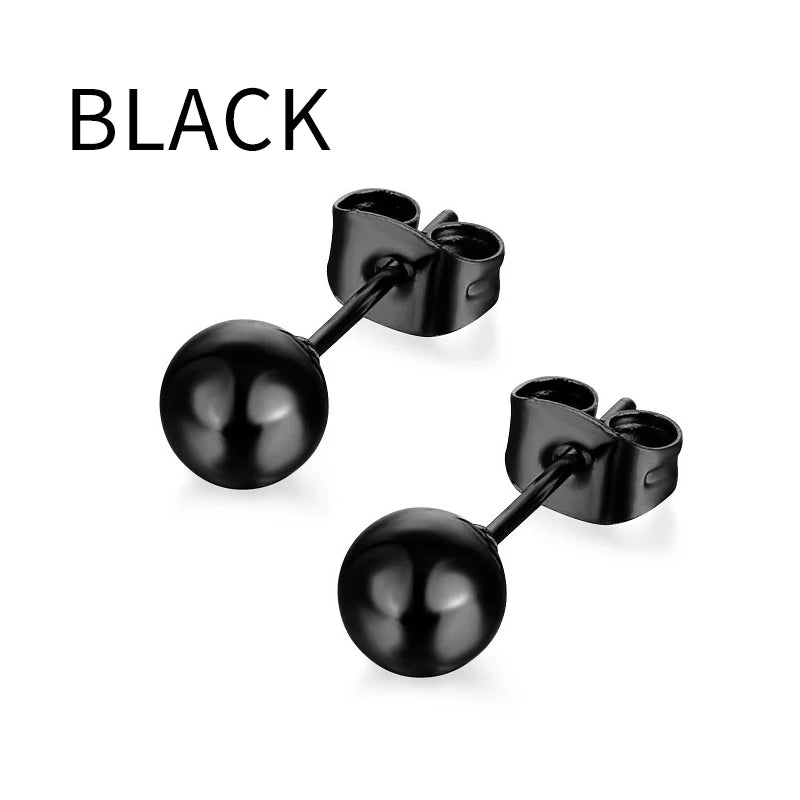 Black Punk Stainless Steel Women Men Hoop Earrings Small Trendy Round Cross Pendants Jewelry Accessories Earrings