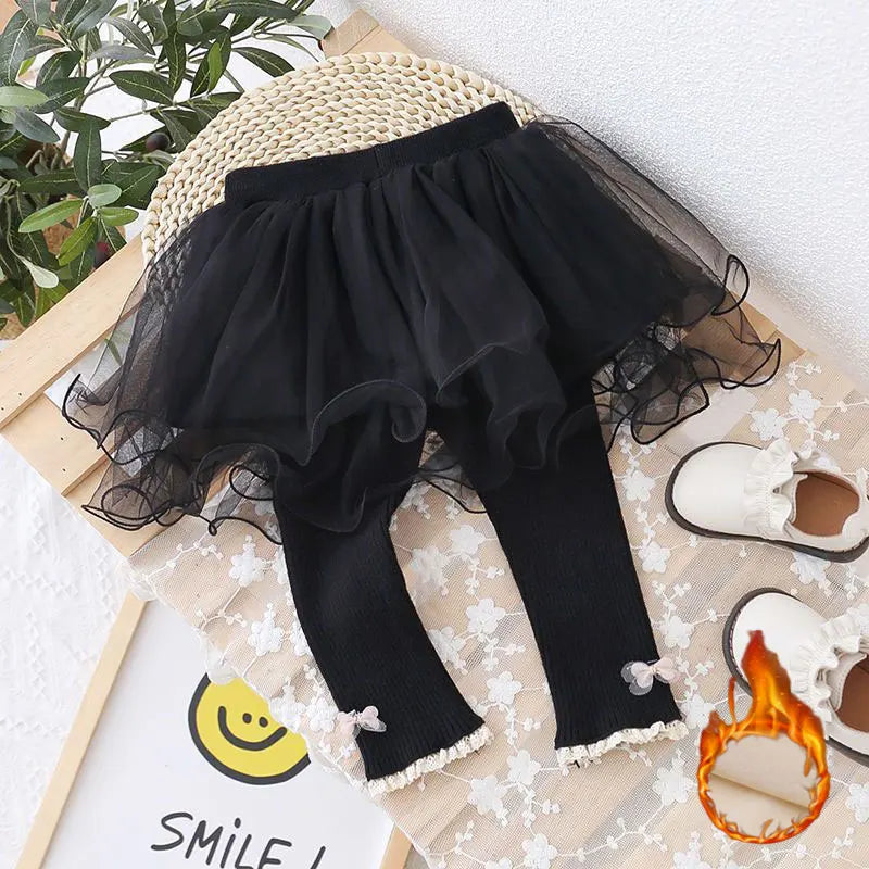 Girls Skirt-leggings Spring Autumn Mesh Skirt Pants for Kids Warm Winter Lace Children Leggings Toddler Trousers Baby Tights
