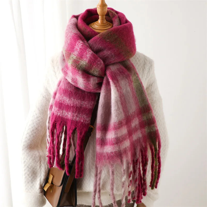 Korean Winter Imitation Cashmere Scarf Student Neck Thick Warm Shawl Men Women Popular Tassel Scarves Bufanda Blanket Thickening