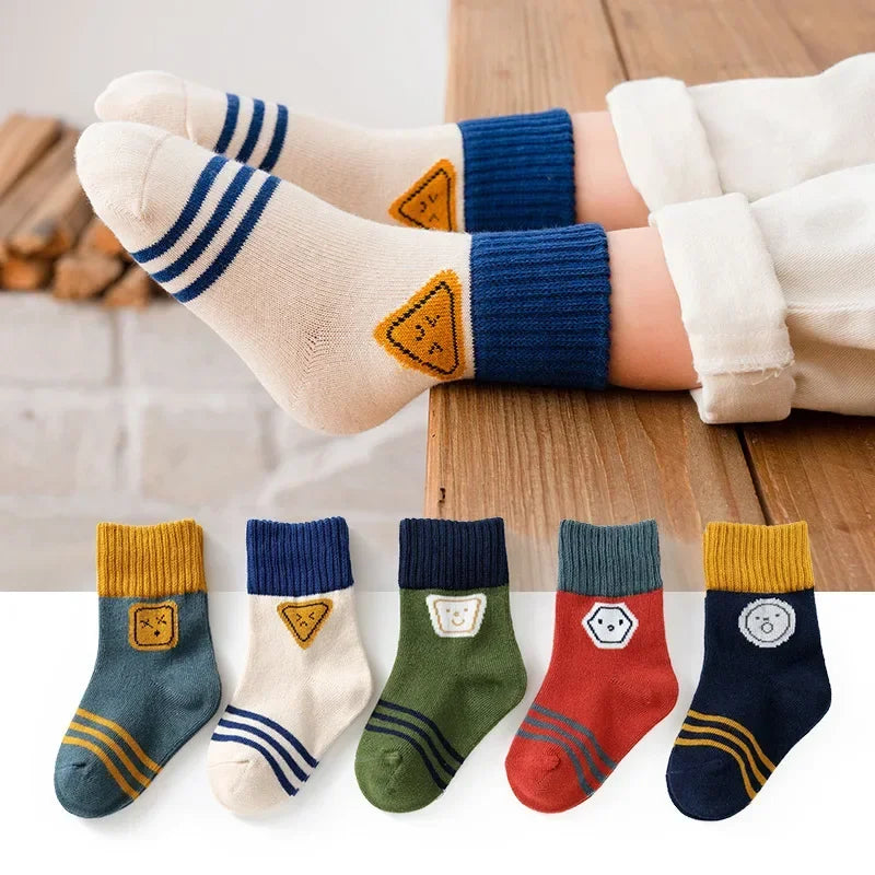 5 Pairs Kids Boys Socks Tennis Children Sport School Students Socks Spring Autumn Soft Cotton Toddler Mid Tube Girls Sports Sock