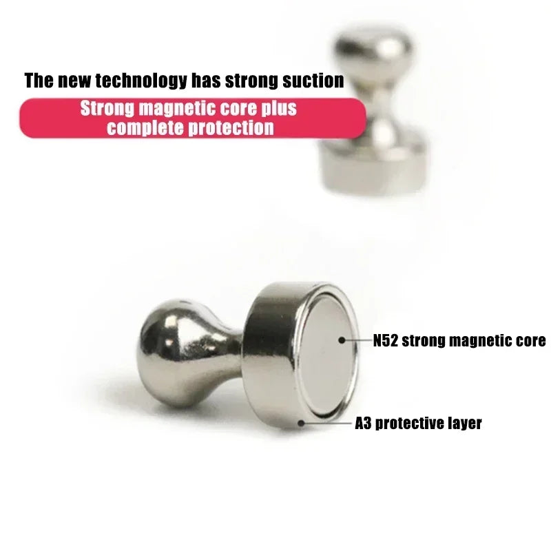 1-12Pcs Metal Strong Magnetic Pins Thumbtacks for Whiteboard Fridge Cone Magnets Pushpins Portable Home Office Storage Tools