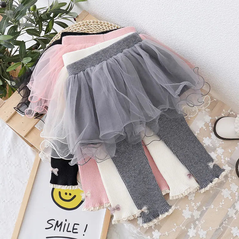 Girls Skirt-leggings Spring Autumn Mesh Skirt Pants for Kids Warm Winter Lace Children Leggings Toddler Trousers Baby Tights
