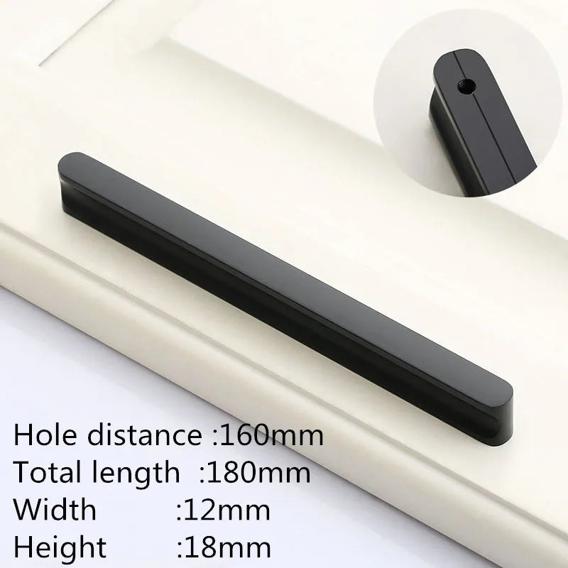 VARMSTUGA American Simple Black Aluminum Alloy Kitchen Cabinet Door Knobs and Handles Drawer Pulls Furniture Handle Hardware