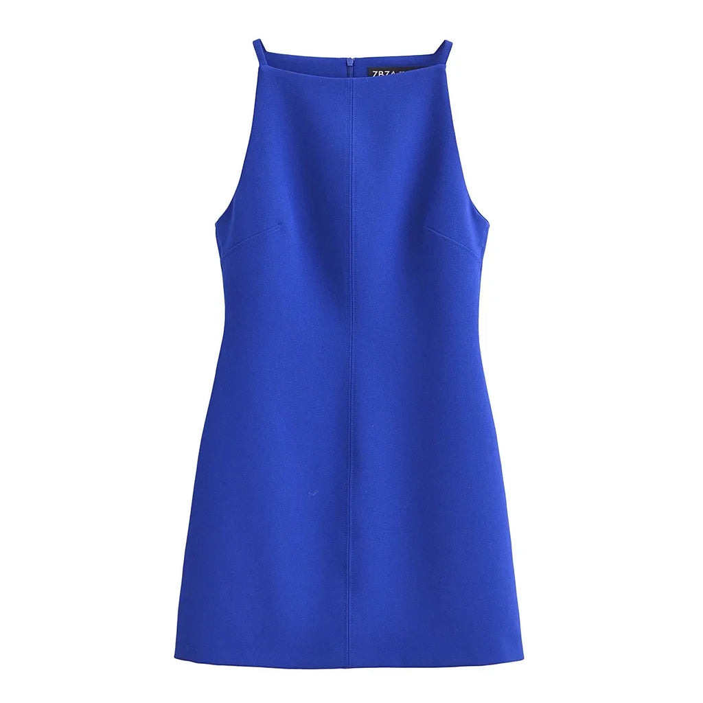 HXAO Women's Dress Summer 2025 Red Blue Black White Yellow Dress Off Shoulder Sleeveless Slip Dresses Vestidos Holiday Dress 066