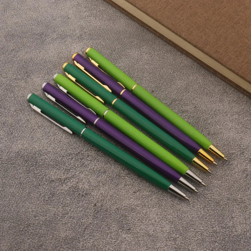 1pc Metal Ballpoint Pen Fluorescent Green Purple Business Office School Supplies Writing Pen
