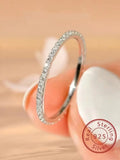 925 Sterling Silver 1.4mm Fashion Simplicity Full Zircon Stackable Plain Ring for Women Daily Party Personalized Fine Jewelry