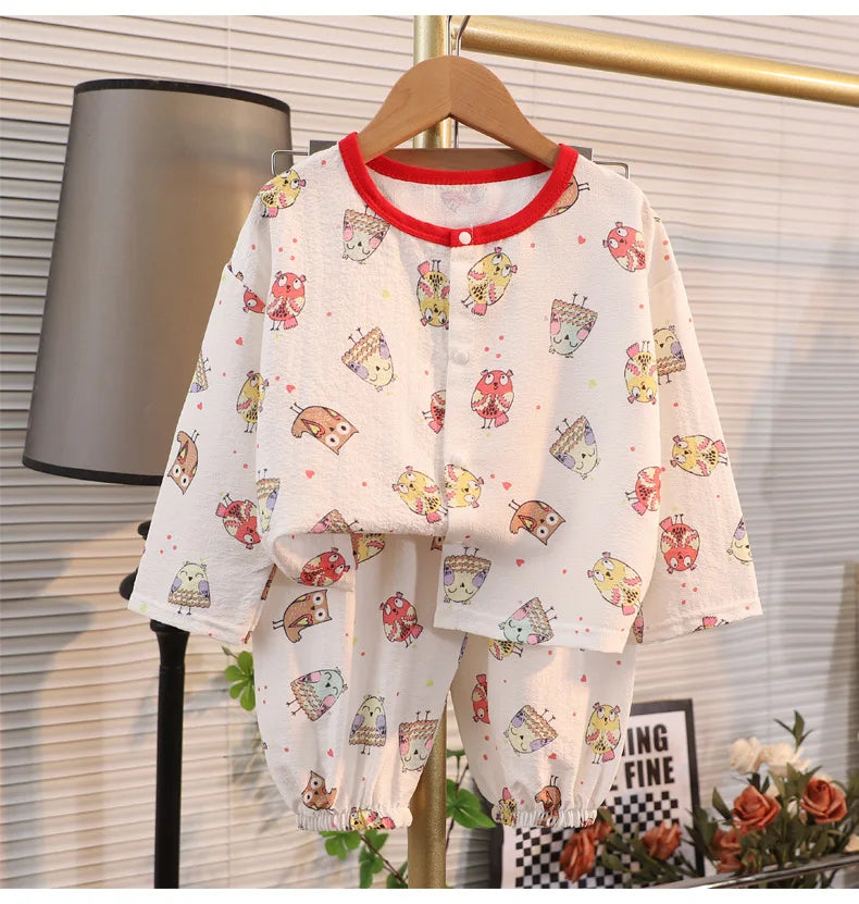 Kid Cute Cartoon New Sleepwear 2pcs Toddler Children Homewear Pajamas Thin Spring Summer Boys Girl Air Conditioning Clothing