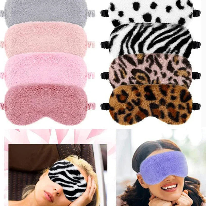 Soft Plush Sleeping Mask Cute Rabbit Fur Blindfold for Nap Eye Cover Health Sleep Aid for Men Women Students All Seasons