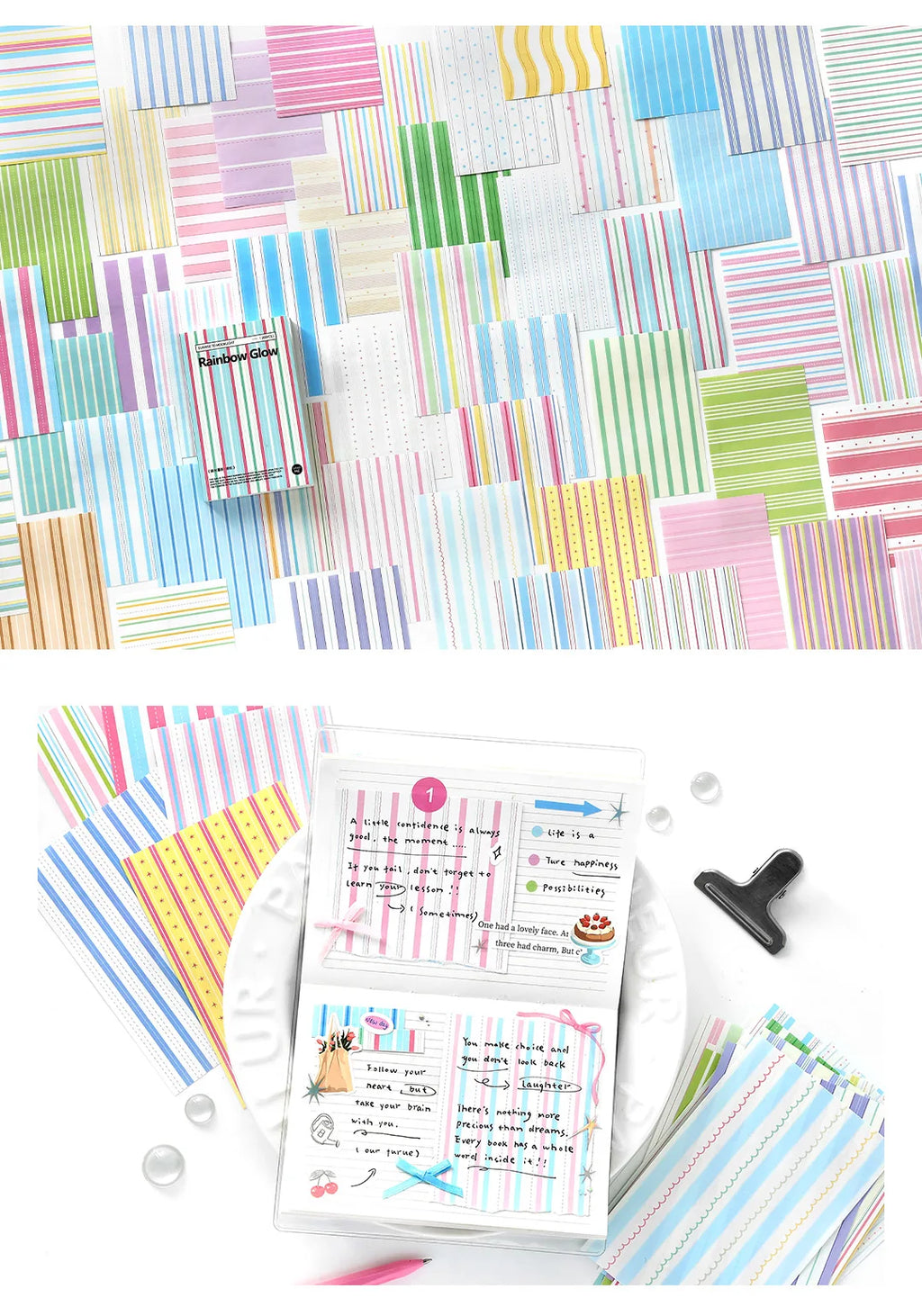 100sheets Ins Simple Color Lines Message Memo Notebook DIY Handmade Scrapbooking Material School Office Supplies