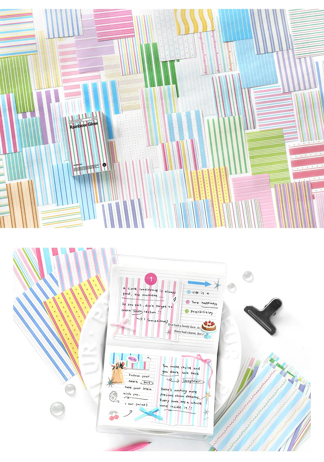 100sheets Ins Simple Color Lines Message Memo Notebook DIY Handmade Scrapbooking Material School Office Supplies