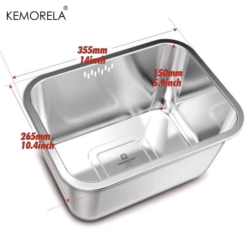 10L Portable Stainless Steel Washing-up Bowl Large Multipurpose Dish Tub Vegetable Washing Basin Kitchen Sink Organizer