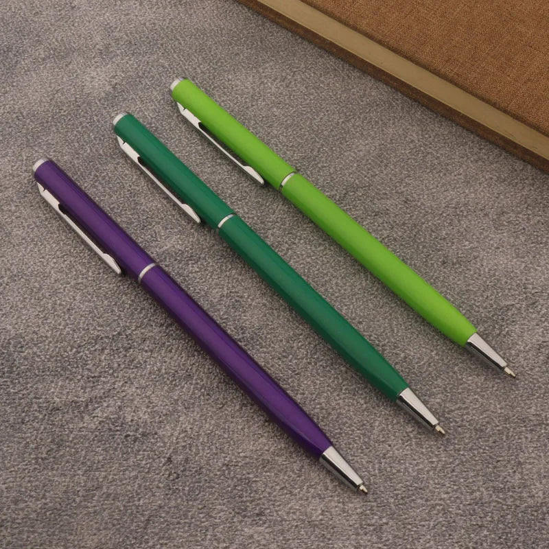 1pc Metal Ballpoint Pen Fluorescent Green Purple Business Office School Supplies Writing Pen