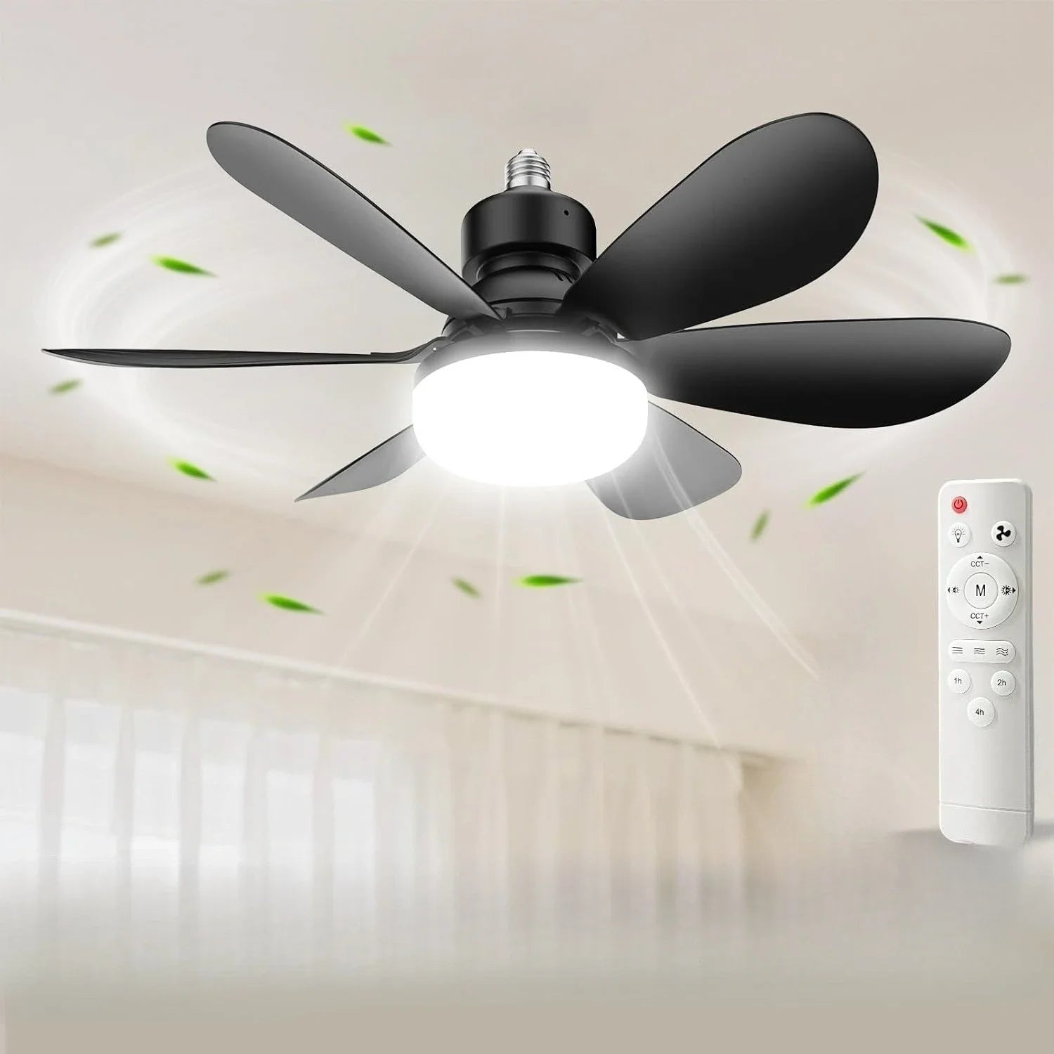 LED Ceiling Fan Light E27 with Remote Control for Dimming, Suitable for Living Room, Study, Household Use, 85-265V