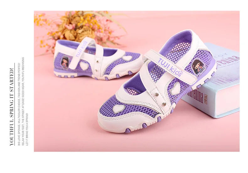 2024 New Summer High Quality Non-slip Children Shoes Girls Fashion Sandals Cartoon Princess Sandals Kids Flat