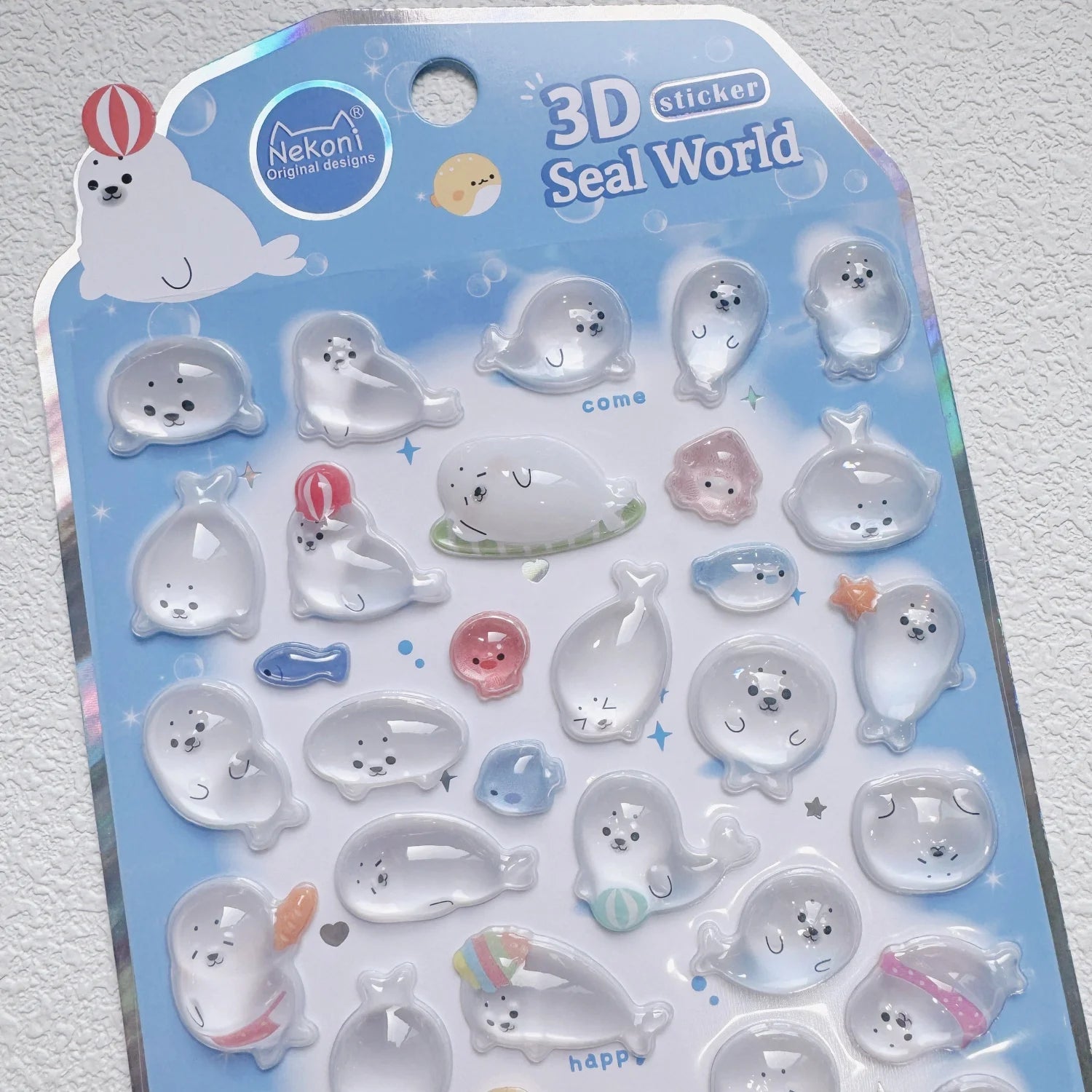 NEKONI Cute Animals Seal Bear Penguin 3D Stickers Scrapbooking DIY Journaling Stationery Diary Cute Stickers School Supply