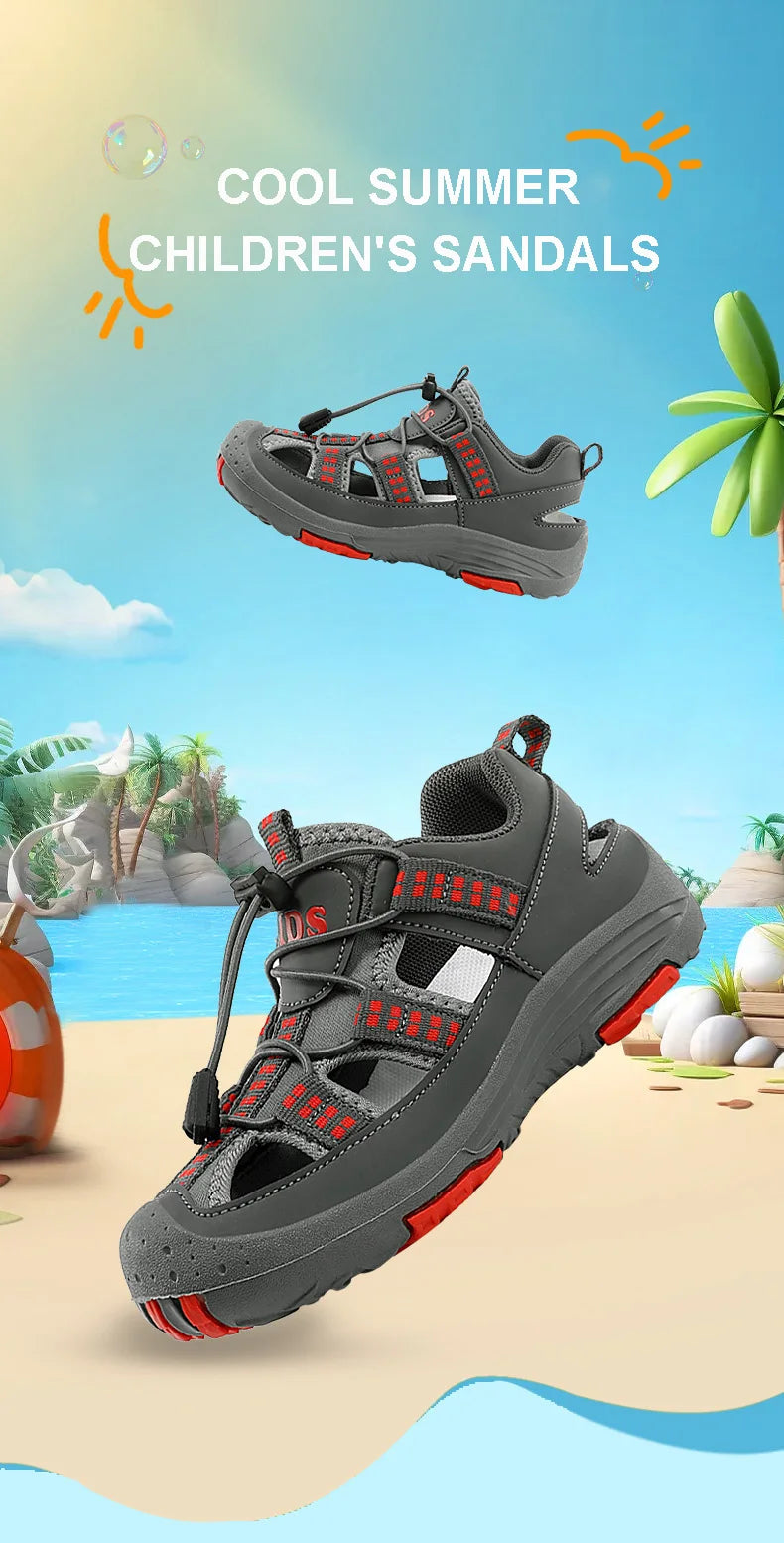 Boys Outdoor Sandals Brand Children Breathable Summer School Sports Shoes New Children's Soft Non-slip Beach Sandals Size 30-39