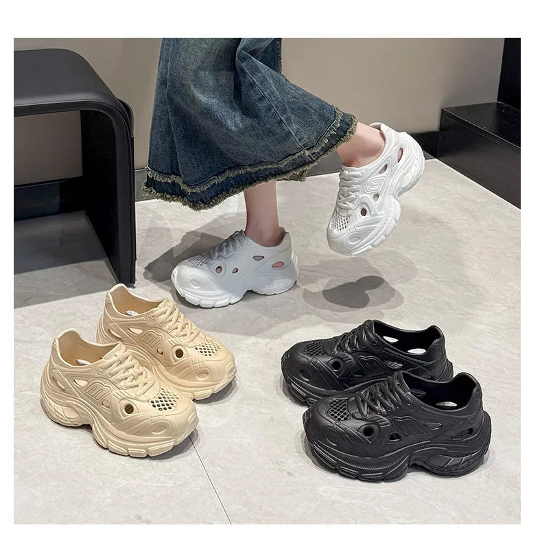 Women's Soft EVA Summer Sandals round Toe Flat Home Slides Dry Wedges Platform Beach Sandals with Thick Bottom for Garden Use