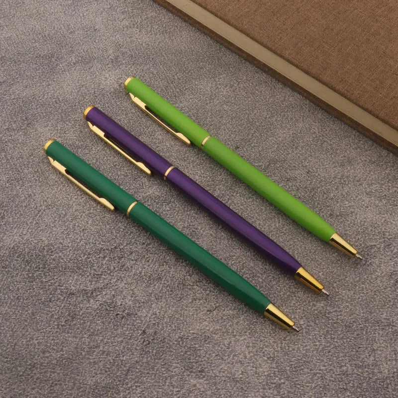 1pc Metal Ballpoint Pen Fluorescent Green Purple Business Office School Supplies Writing Pen