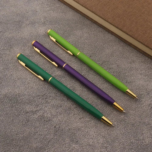 1pc Metal Ballpoint Pen Fluorescent Green Purple Business Office School Supplies Writing Pen