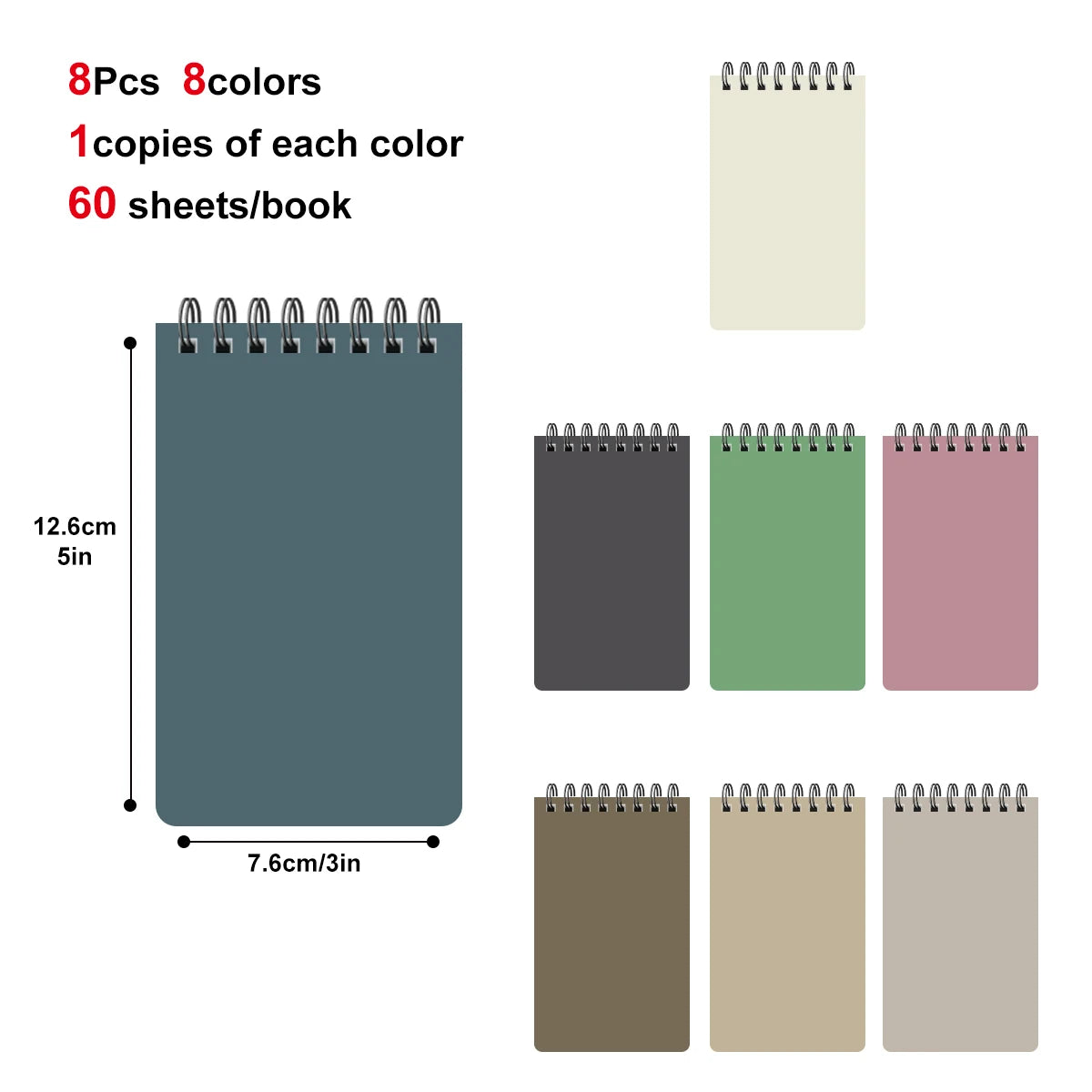 8/16pcs Pocket Notebooks Small 3x5 Spiral Notepads With Lined Pages  Mini Note Pads at Work or School