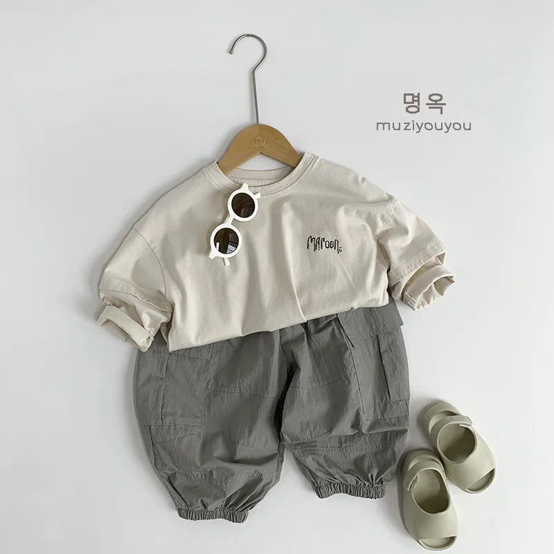2025 Summer New Children Thin Mosquito Proof Pants Solid Girls Breathable Casual Pants Cotton Kids Boys Loose Cargo Pants