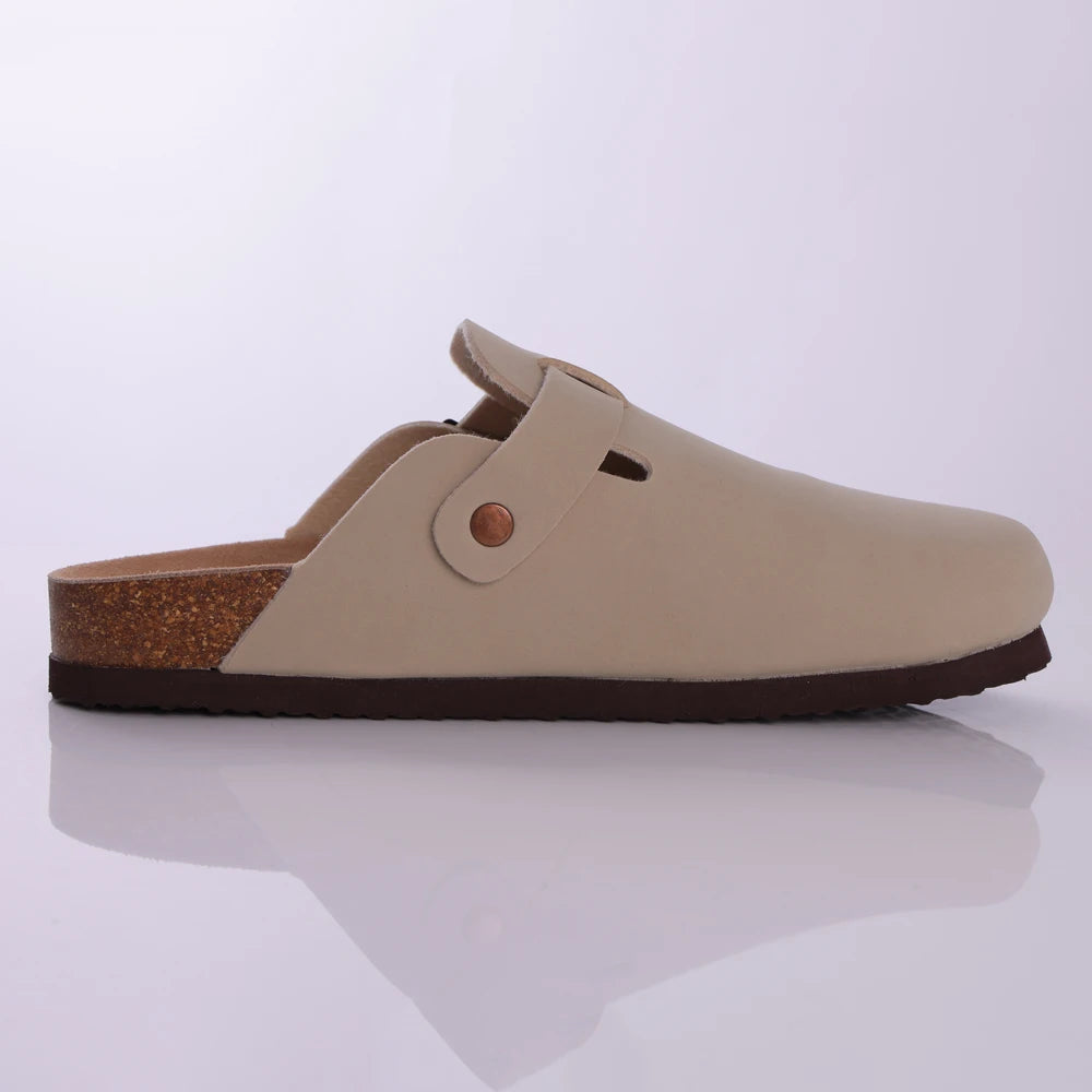 Comwarm Buckle Clogs For Women Men New Genuine Suede Clogs with Arch Support Soft Cork Footbed Mules Fashion Thick Beach Sandals