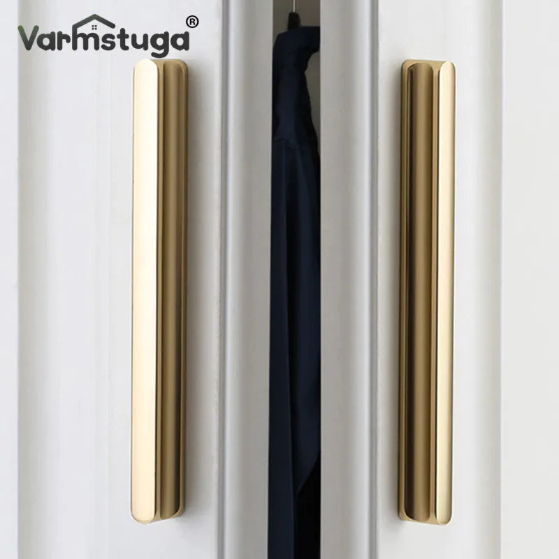 VARMSTUGA American Simple Black Aluminum Alloy Kitchen Cabinet Door Knobs and Handles Drawer Pulls Furniture Handle Hardware