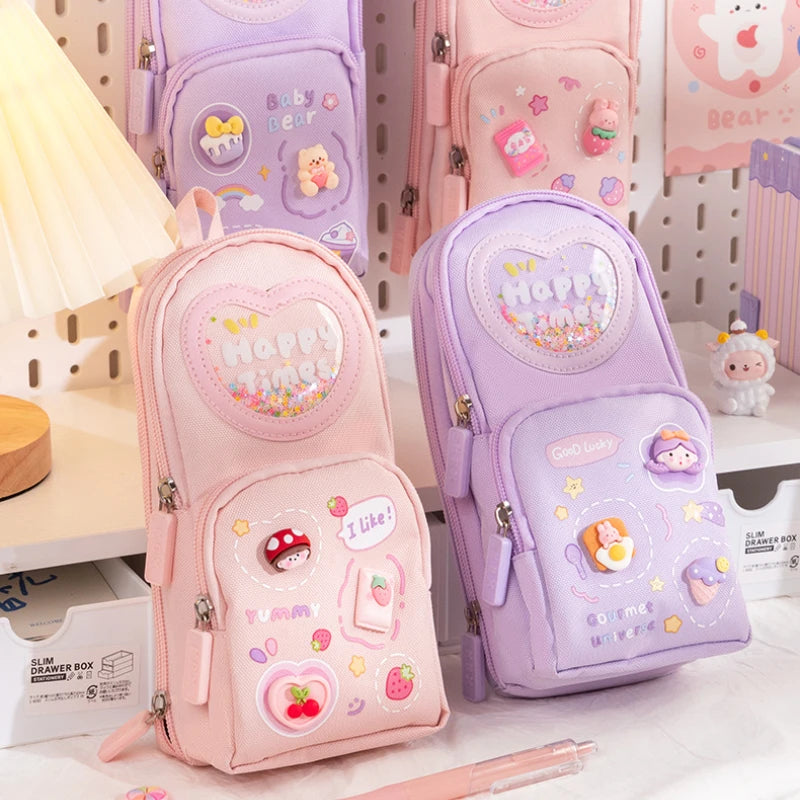 High Appearance Cute Cartoon Shaped Handheld Pencil Case with Large Capacity and Dirt Resistant Stationery Storage Bag