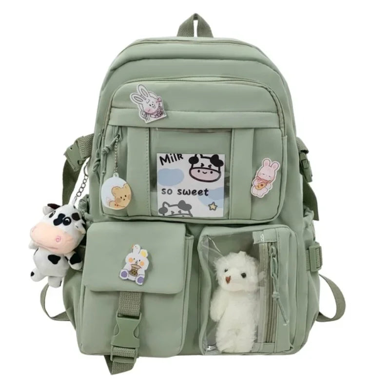 Popular Pink Purple Color Girls High School Student Backpack Bags Without any accessory version