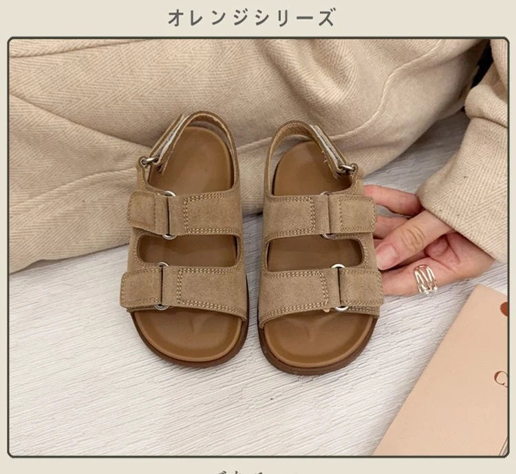 Fashion Boys Girls Sandal 2025 Summer New Fashion Simple Solid Color Children's Suede Outdoors Non-slip Open Toe Beach Sandals