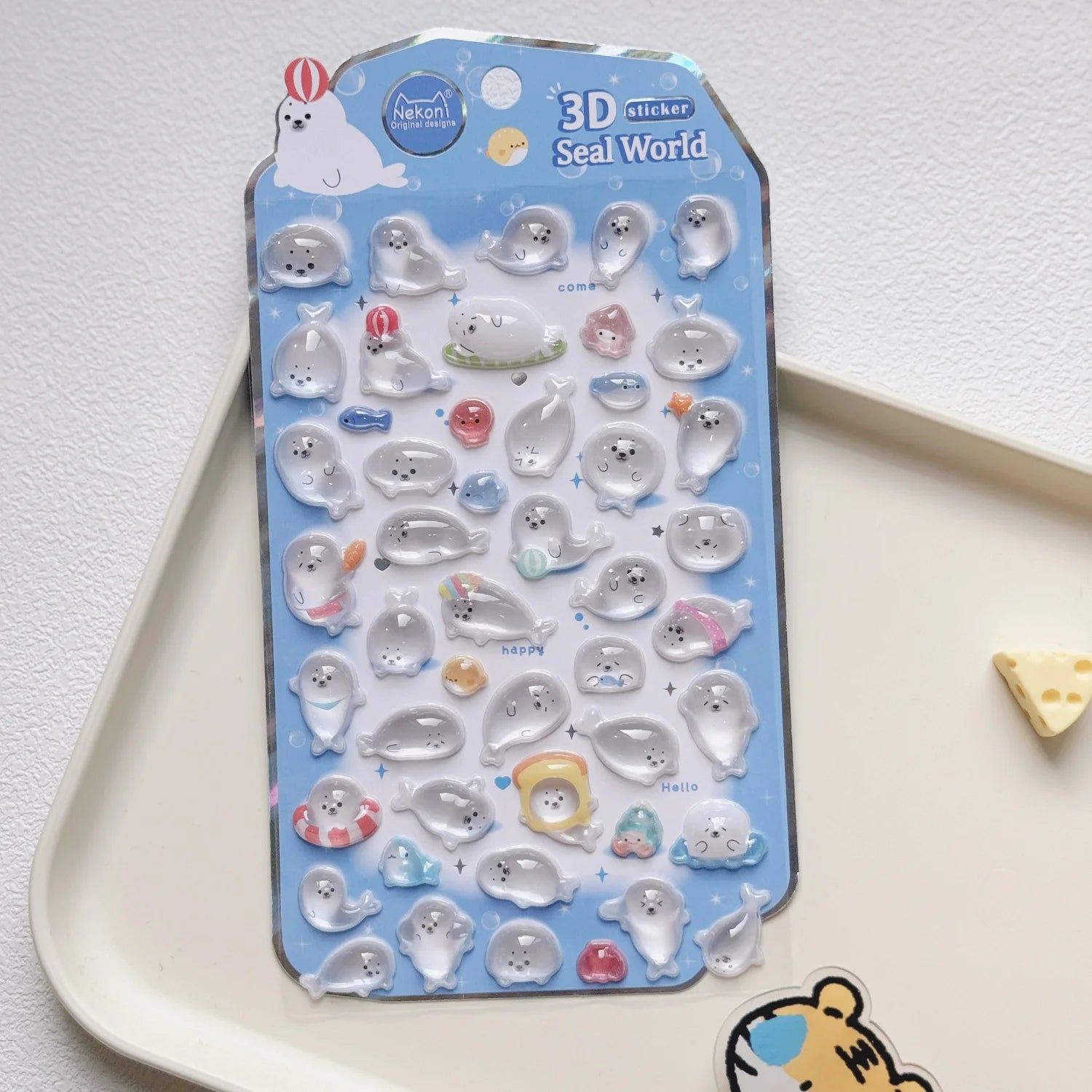 NEKONI Cute Animals Seal Bear Penguin 3D Stickers Scrapbooking DIY Journaling Stationery Diary Cute Stickers School Supply