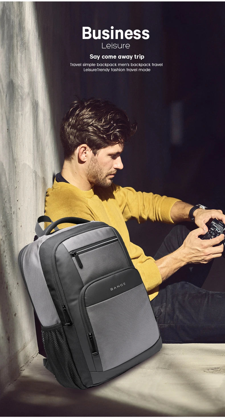 BANGE Lightweight 15.6 inch Laptop Backpack Waterproof USB Charge Port Multifunctional Travel Hiking School Bag Mochila for Men