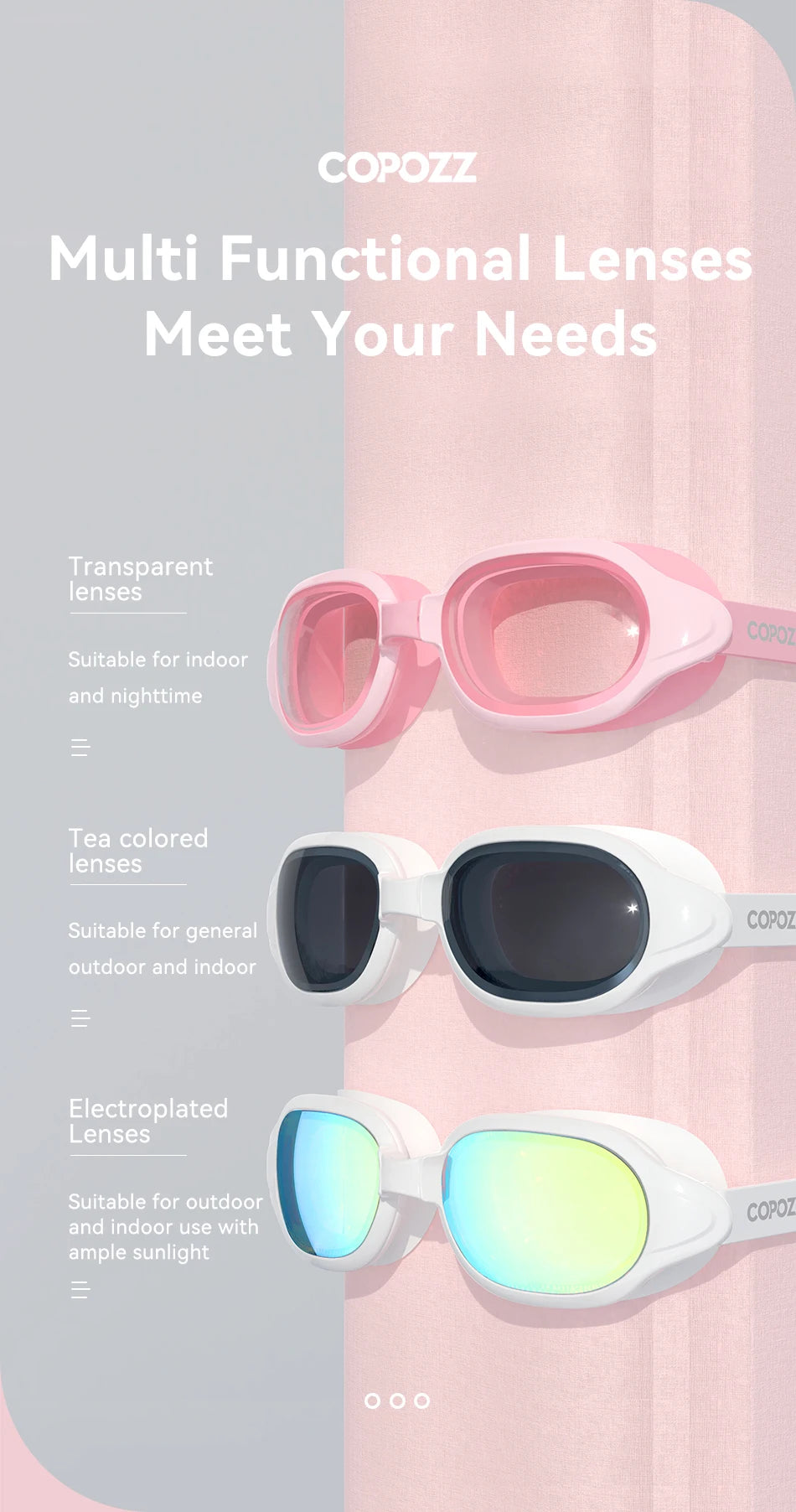 COPOZZ Professional Swimming Goggles Men Women Anti fog UV Protecion Waterproof Swimming Glasses Swim Eyewear