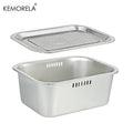 10L Portable Stainless Steel Washing-up Bowl Large Multipurpose Dish Tub Vegetable Washing Basin Kitchen Sink Organizer