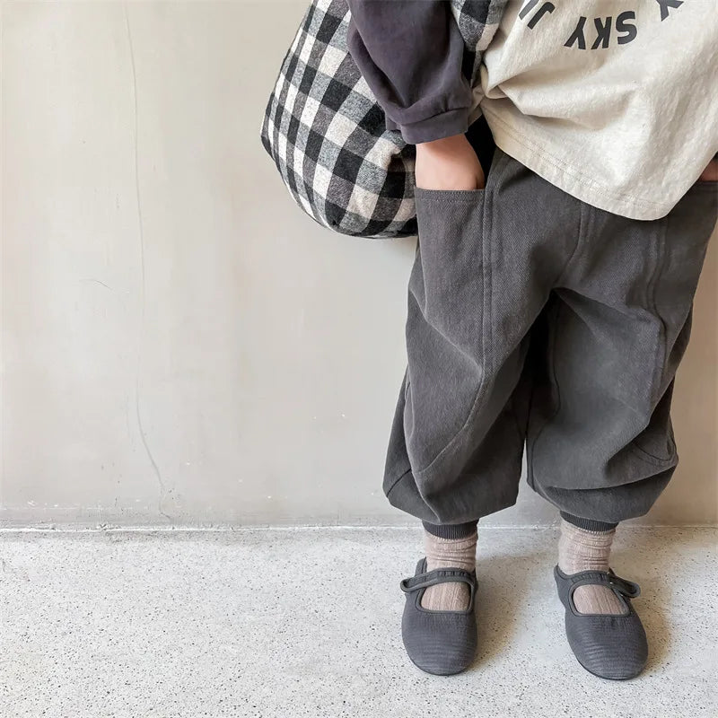 2026 Autumn New Girls Cotton Harem Pants Solid Children Loose Trousers Fashion Boys Casual Pants Loose Kids Clothes