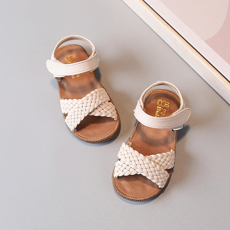 Baby Gladiator Beach Sandals Flat Casual Breathable Weave Roman Shoes Summer Kids Shoes 2026 Beach Children Sandals Girls F02121