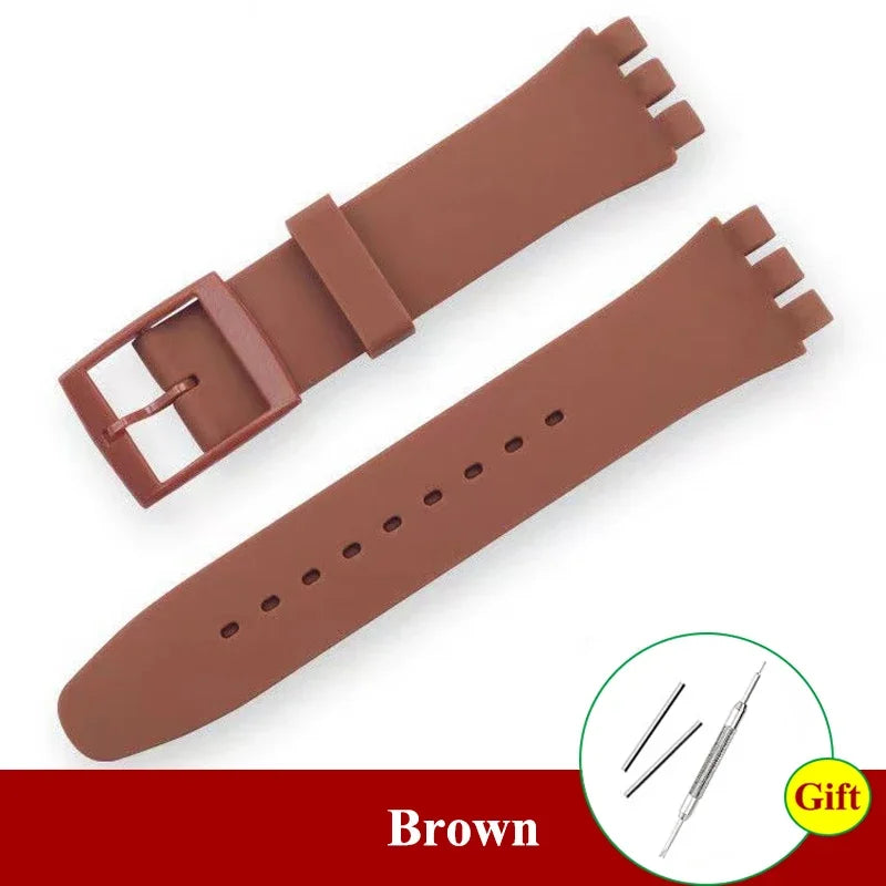 for Swatch Men Women Rubber Watch Band Soft Silicone Straps 16mm 17mm 19mm 20mm Sport Replacement Bracelet Wristbelt Accessories
